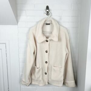 Shein Fuzzy Teddy Sherpa Texture Button Front Jacket Size M